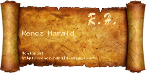 Rencz Harald névjegykártya